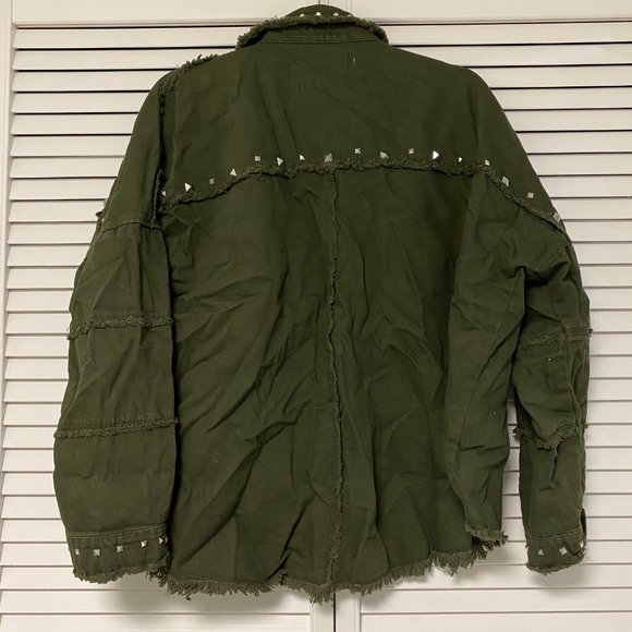 Zara Oversized Studded Green Shacket / Jacket - Picture 4 of 5
